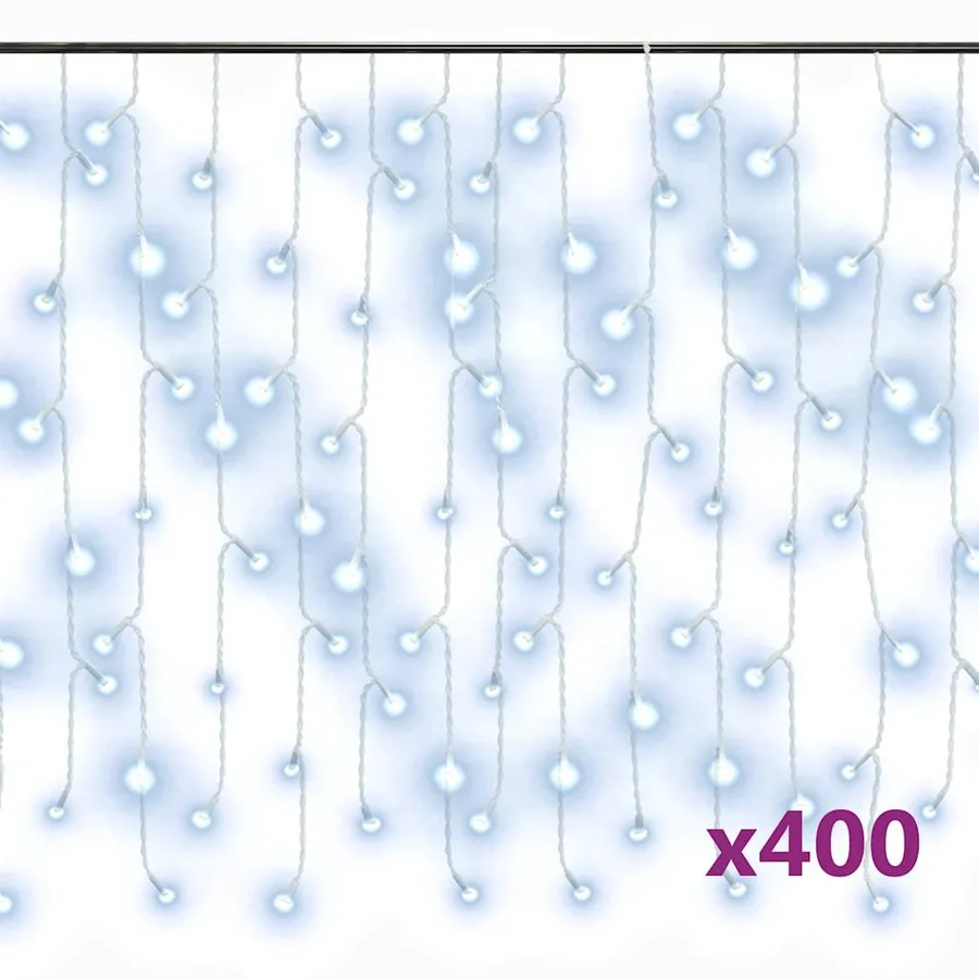 Rideau lumineux à glaçons LED 10m 400LED Blanc froid 8fonctions - 2