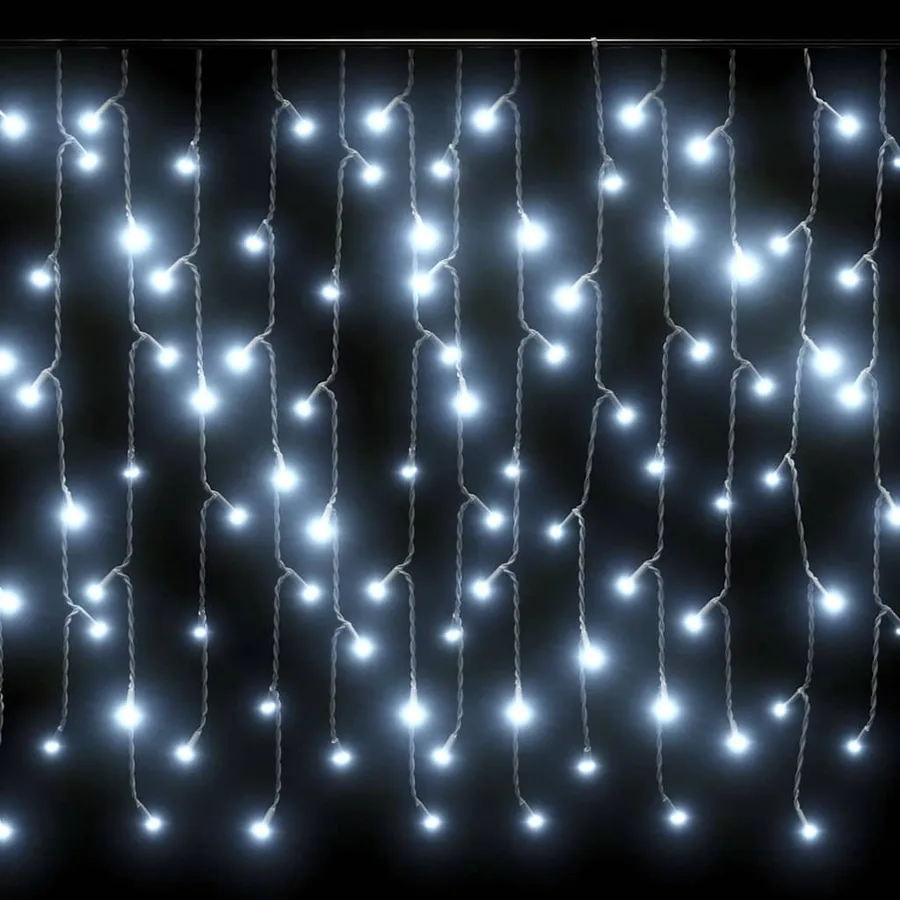 Rideau lumineux à glaçons LED 10m 400LED Blanc froid 8fonctions - 7