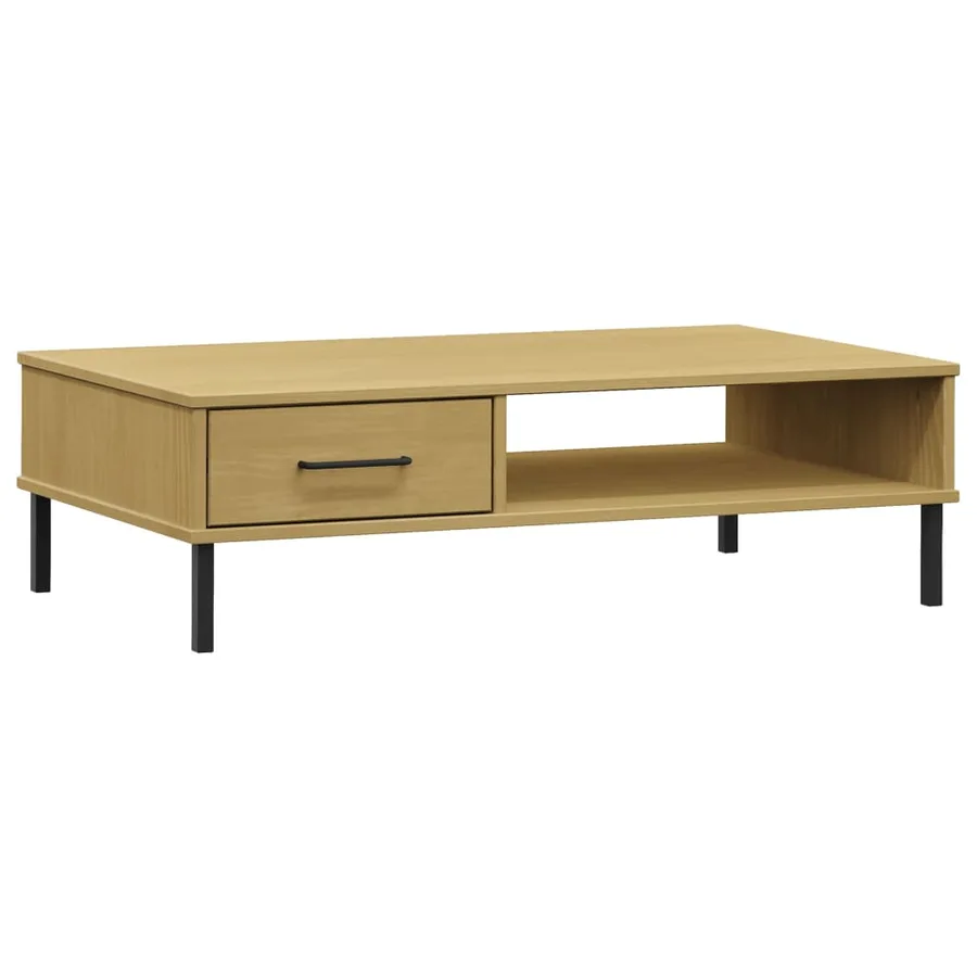 Table basse avec pieds en métal Marron Bois pin massif OSLO - 2