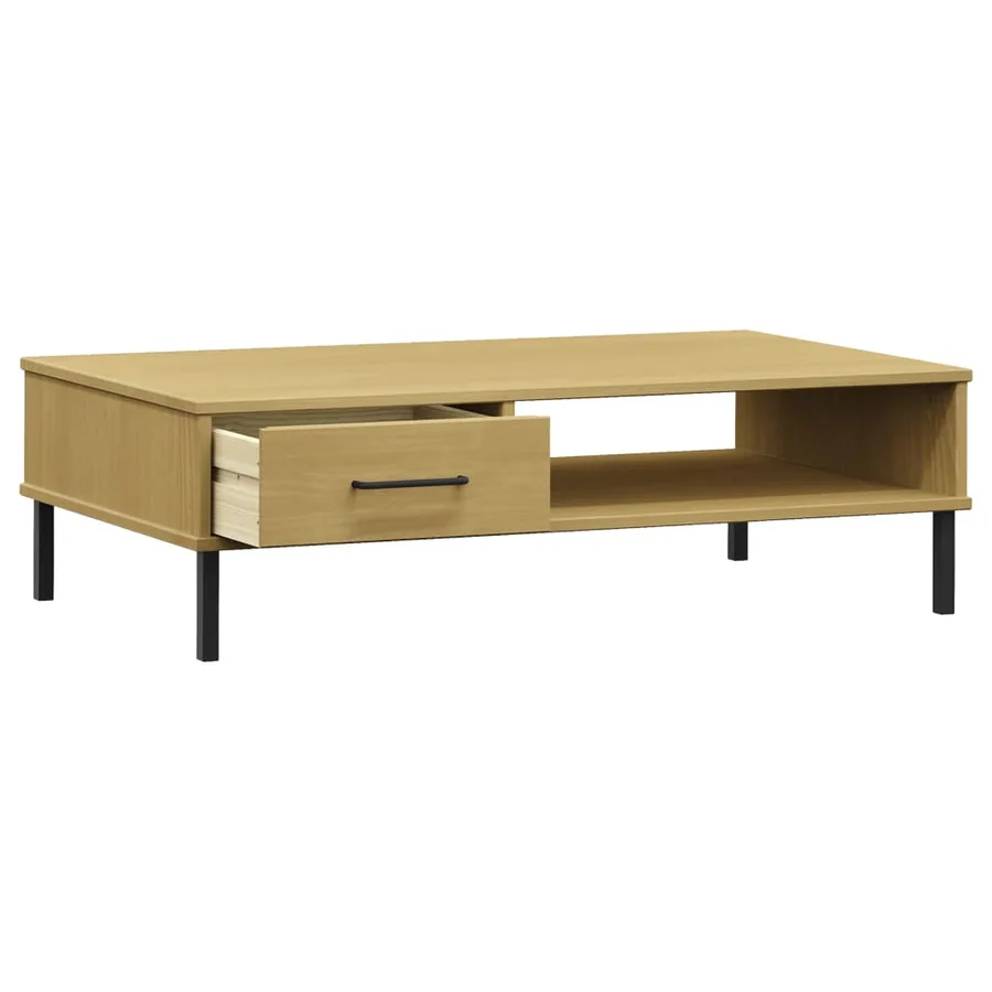 Table basse avec pieds en métal Marron Bois pin massif OSLO - 5