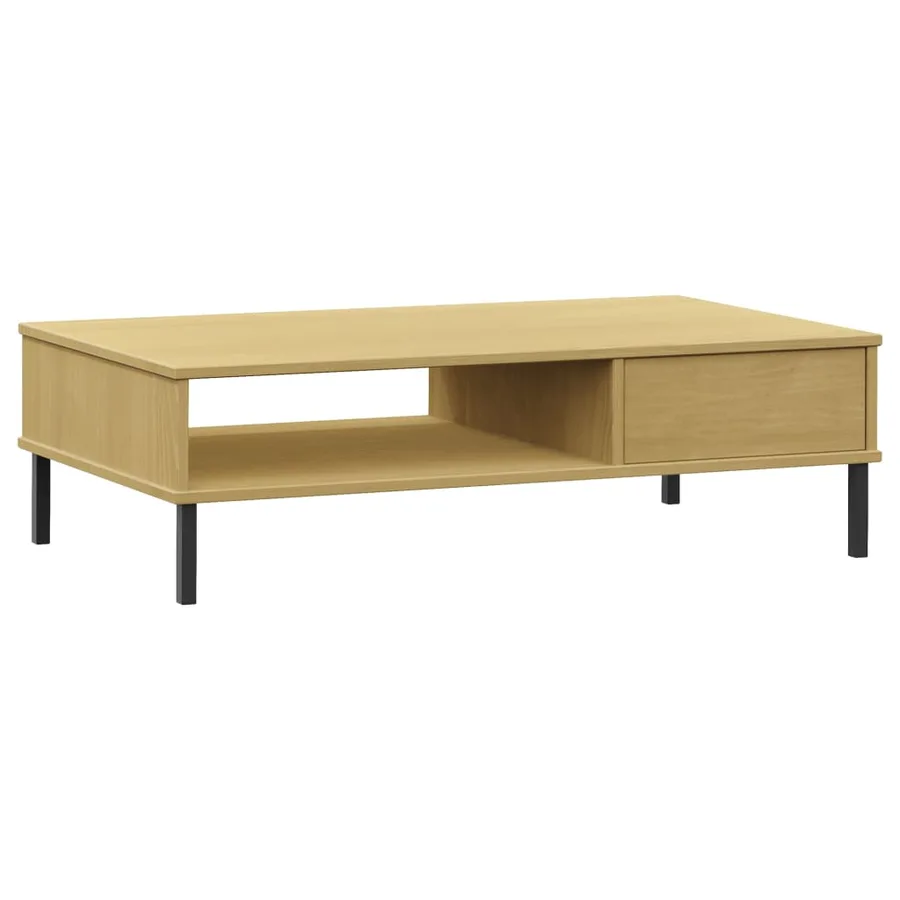 Table basse avec pieds en métal Marron Bois pin massif OSLO - 7