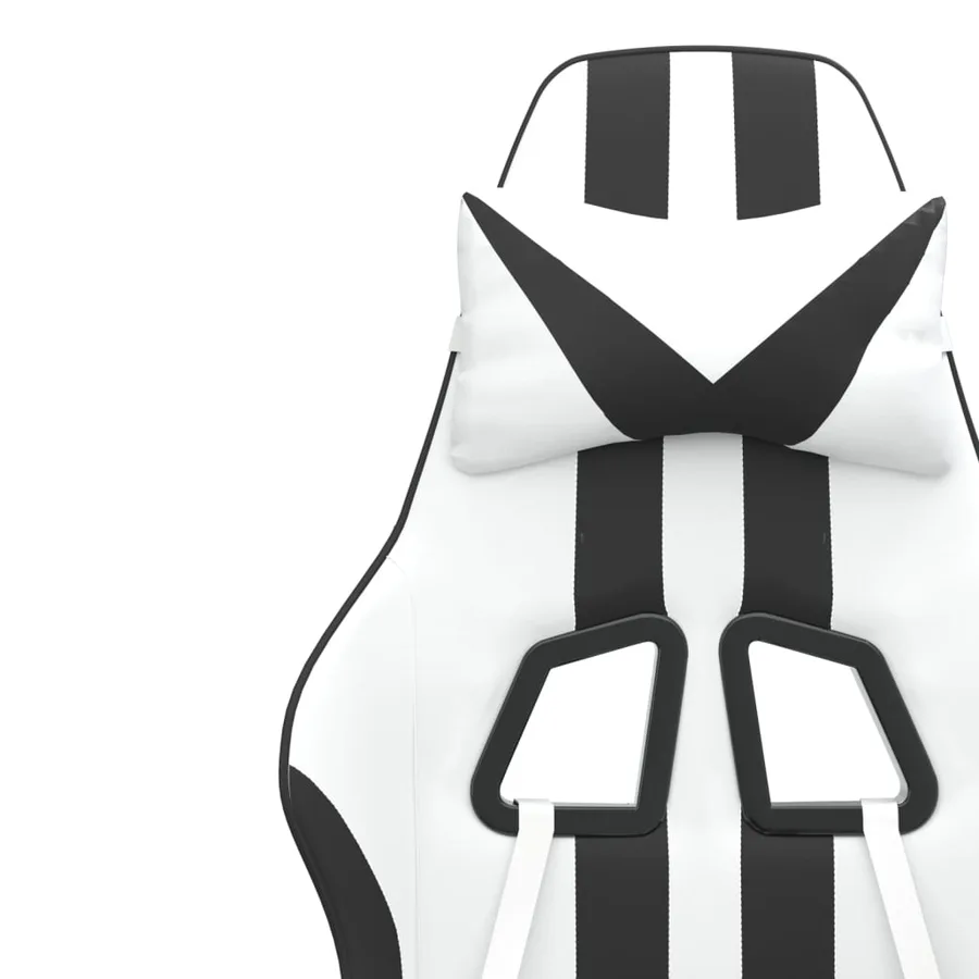 Chaise de jeu pivotante et repose-pied Blanc et noir Similicuir - 10