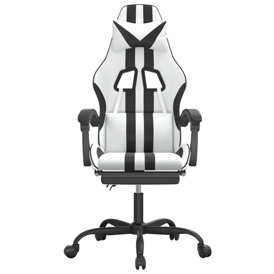 Chaise de jeu pivotante et repose-pied Blanc et noir Similicuir - 3