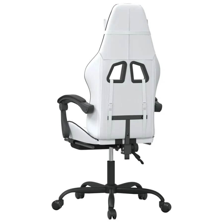 Chaise de jeu pivotante et repose-pied Blanc et noir Similicuir - 5