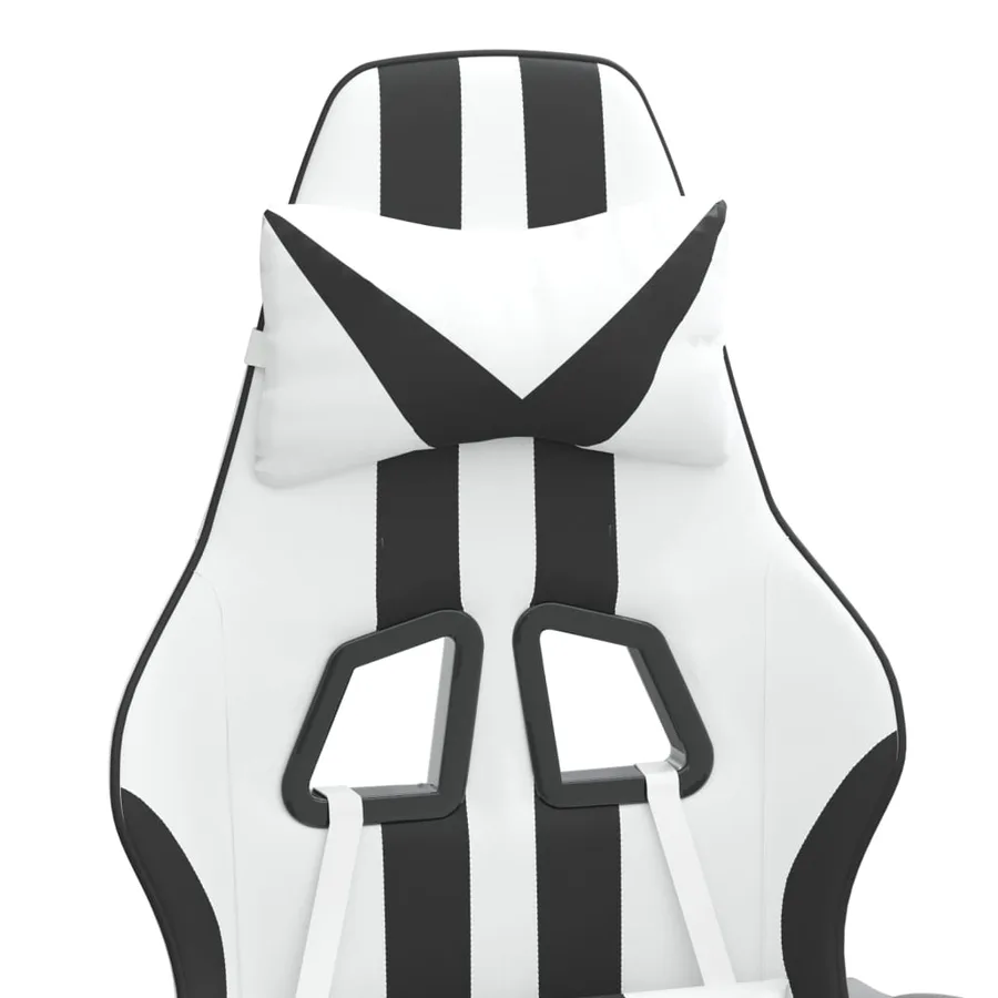 Chaise de jeu pivotante et repose-pied Blanc et noir Similicuir - 8