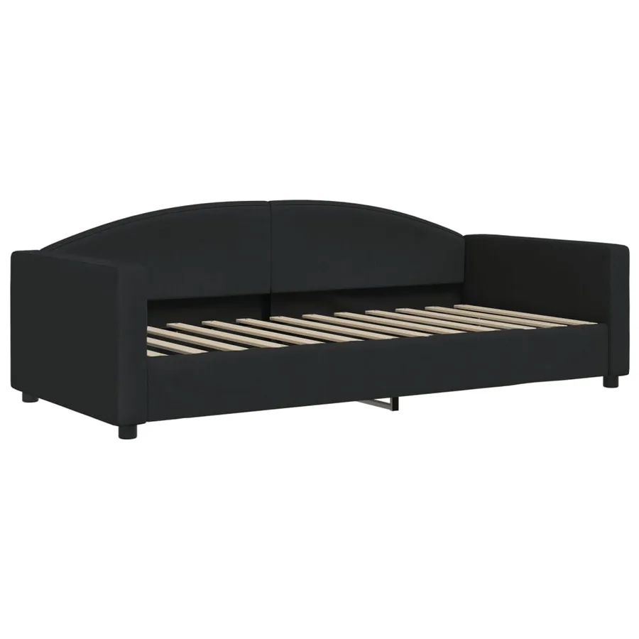 Lit de jour avec gigogne et matelas noir 90x200 cm tissu - 4