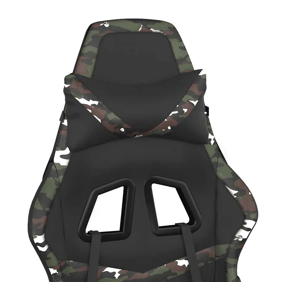 Chaise de jeu de massage repose-pied Noir&Camouflage Similicuir - 10