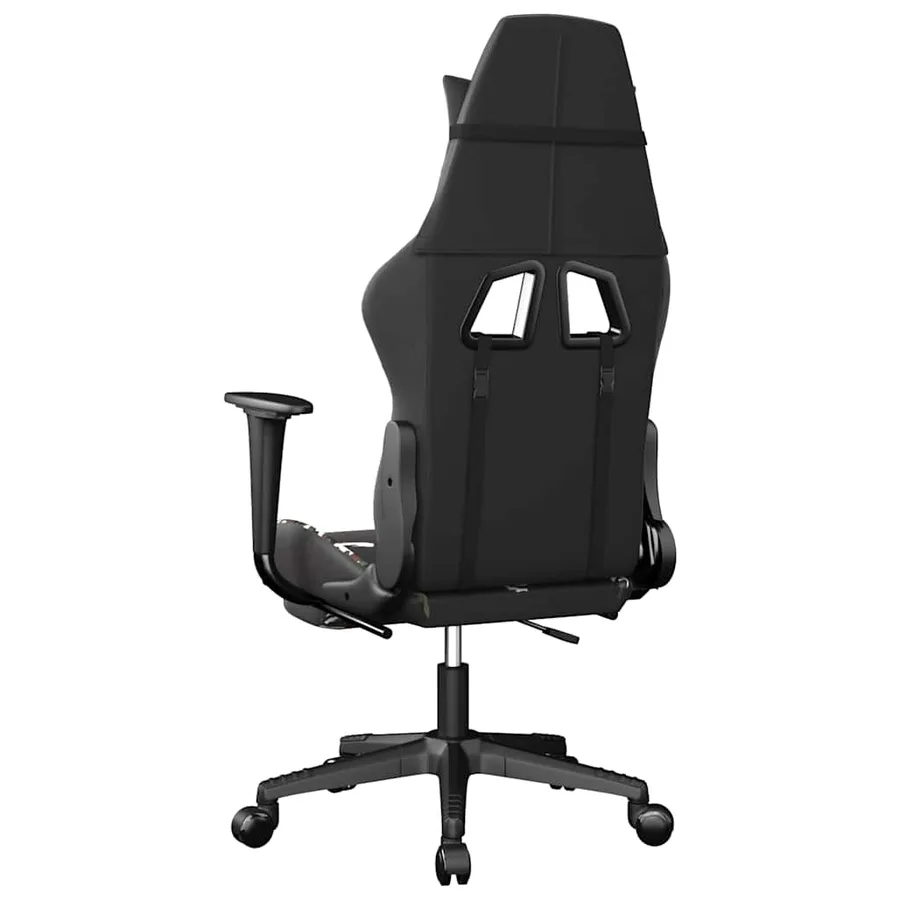 Chaise de jeu de massage repose-pied Noir&Camouflage Similicuir - 6