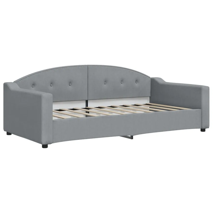 Lit de jour avec gigogne et matelas gris clair 90x190 cm tissu - 4