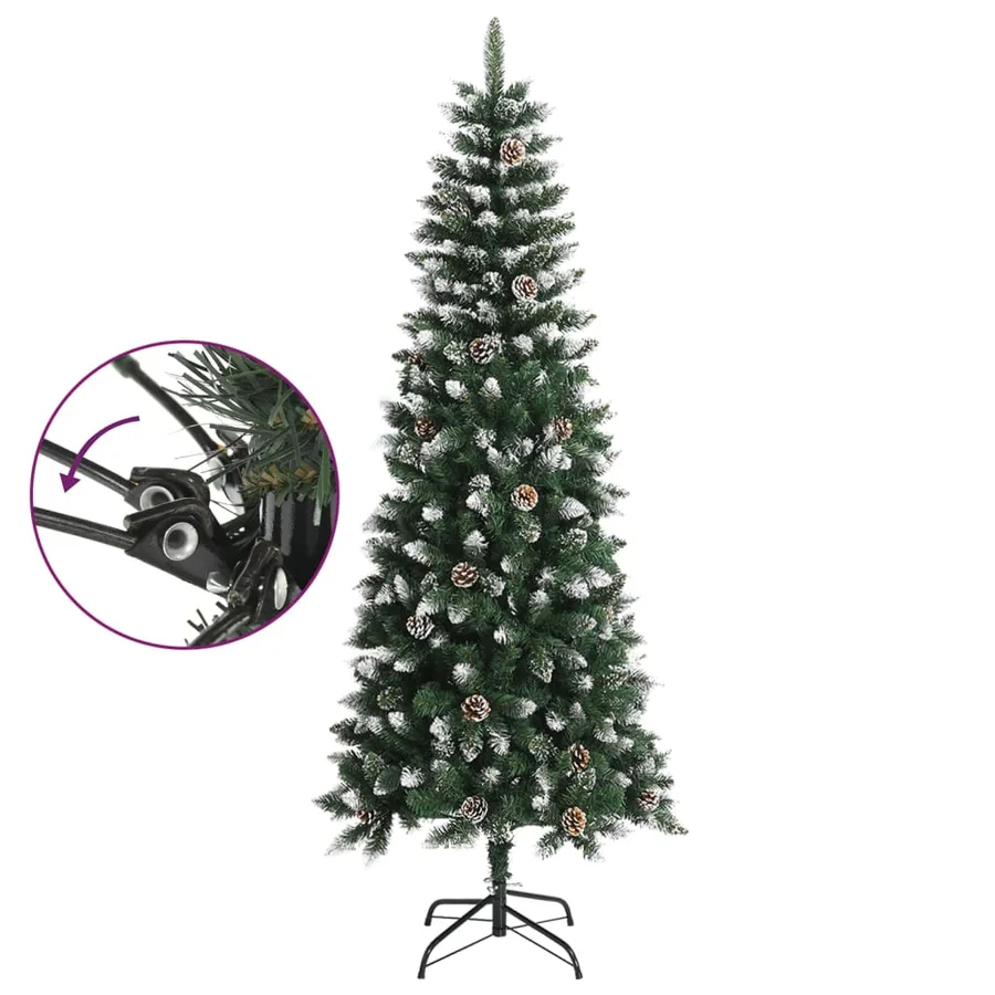 Sapin de Noël artificiel avec support Vert 210 cm PVC - 3