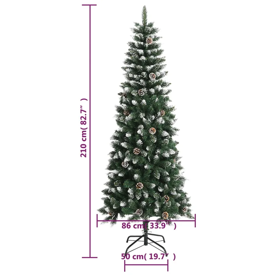 Sapin de Noël artificiel avec support Vert 210 cm PVC - 9