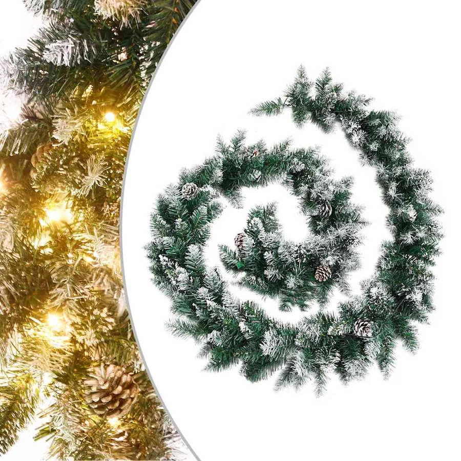 Guirlande de Noël avec lumières LED Vert 2,7 m PVC
