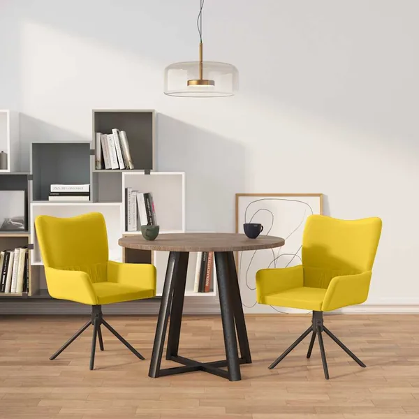Chaises pivotantes à manger lot de 2 Jaune Velours