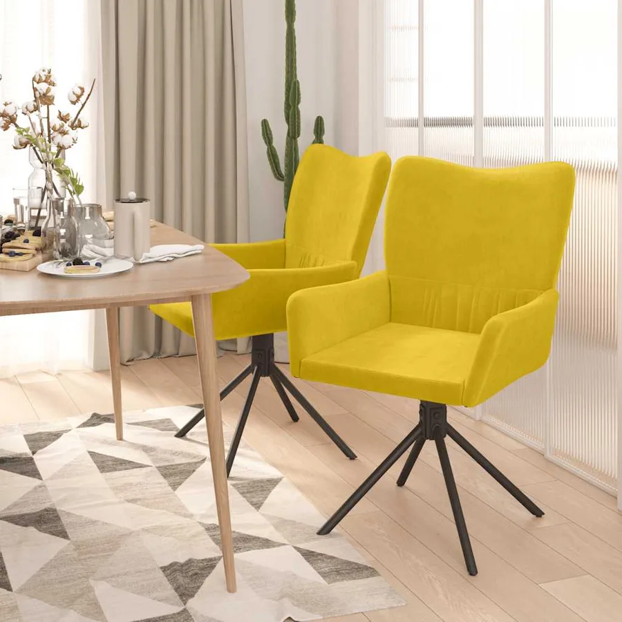 Chaises pivotantes à manger lot de 2 Jaune Velours - 3