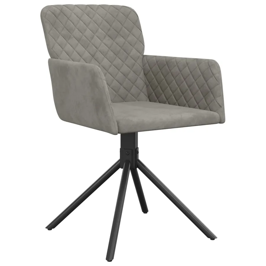 Chaises pivotantes à manger lot de 2 Gris clair Velours - 3