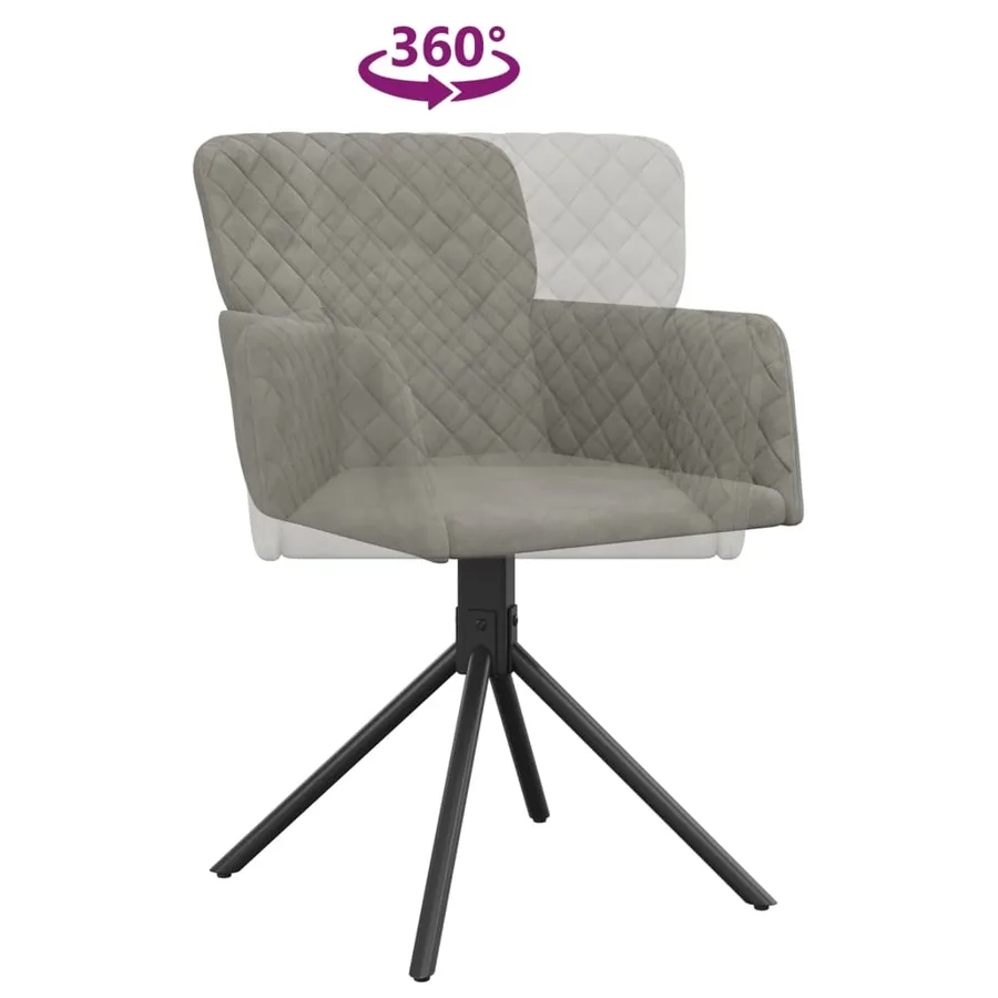 Chaises pivotantes à manger lot de 2 Gris clair Velours - 8