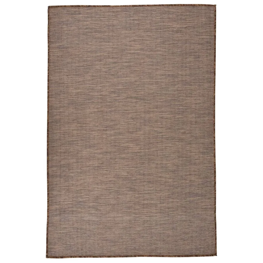 Tapis à tissage plat d'extérieur 120x170 cm Marron