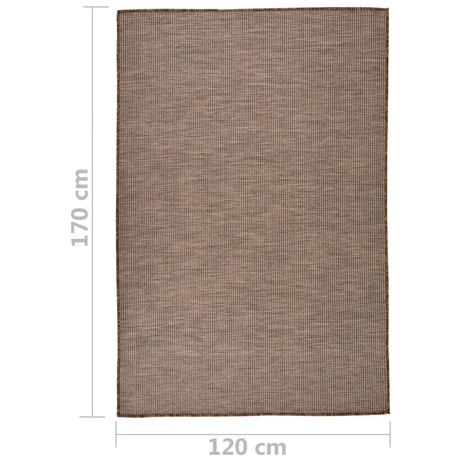 Tapis à tissage plat d'extérieur 120x170 cm Marron - 6