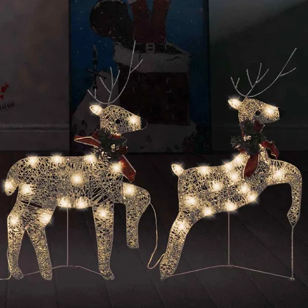Rennes de Noël 2 pcs Doré 40 LED
