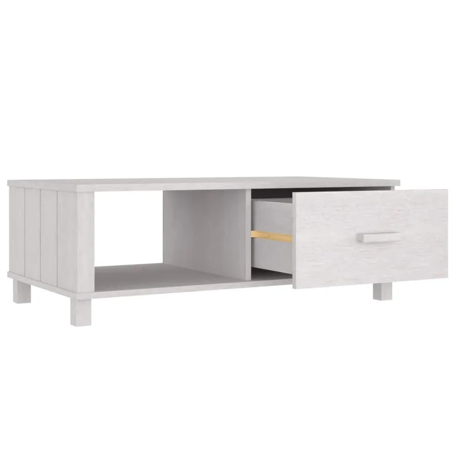 Table basse HAMAR Blanc 100x55x35 cm Bois massif de pin - 7