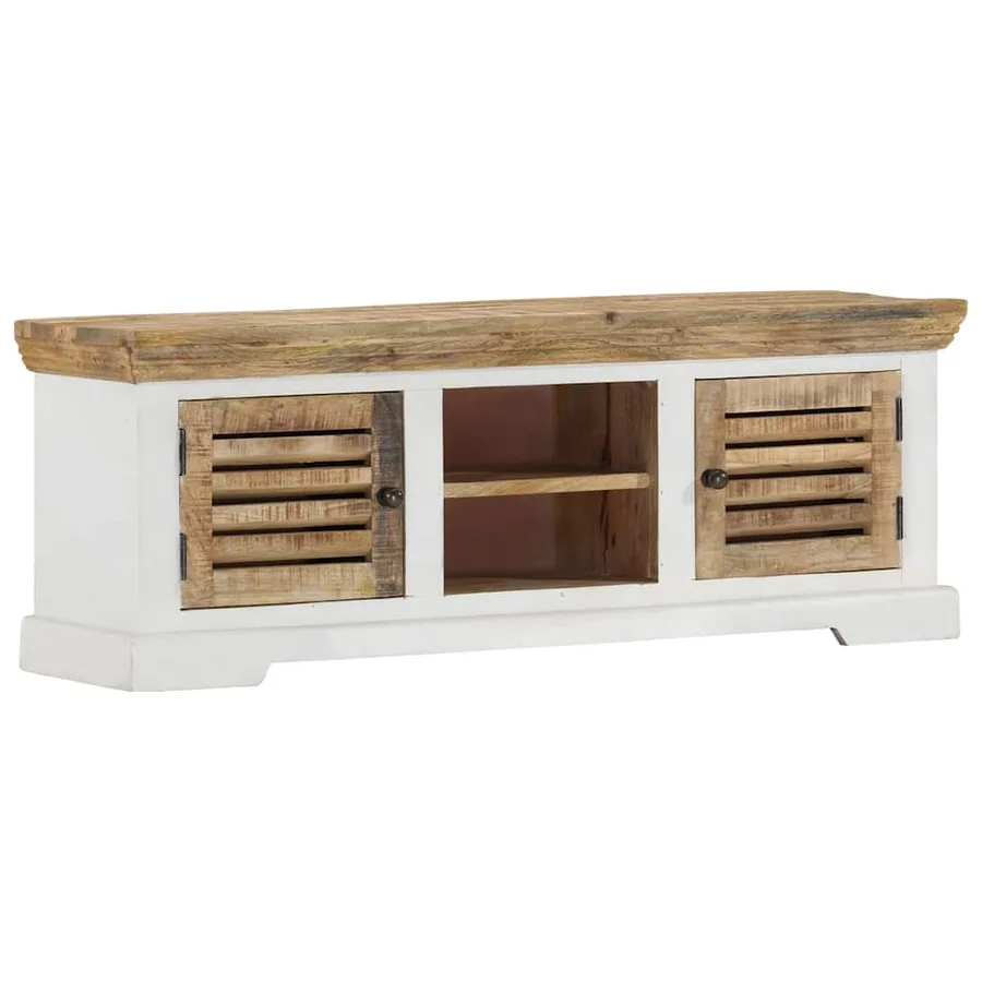 Meuble TV 110x30x40 cm Bois massif de manguier - 11