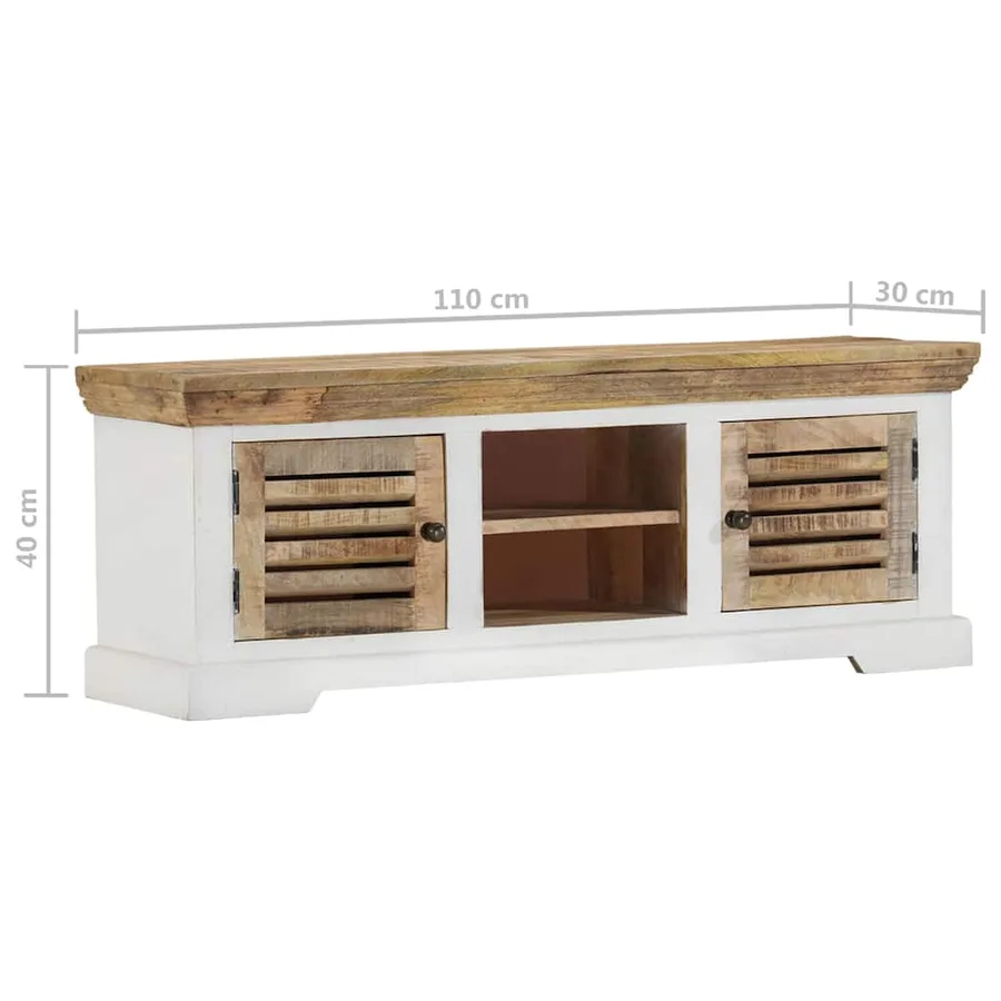 Meuble TV 110x30x40 cm Bois massif de manguier - 9