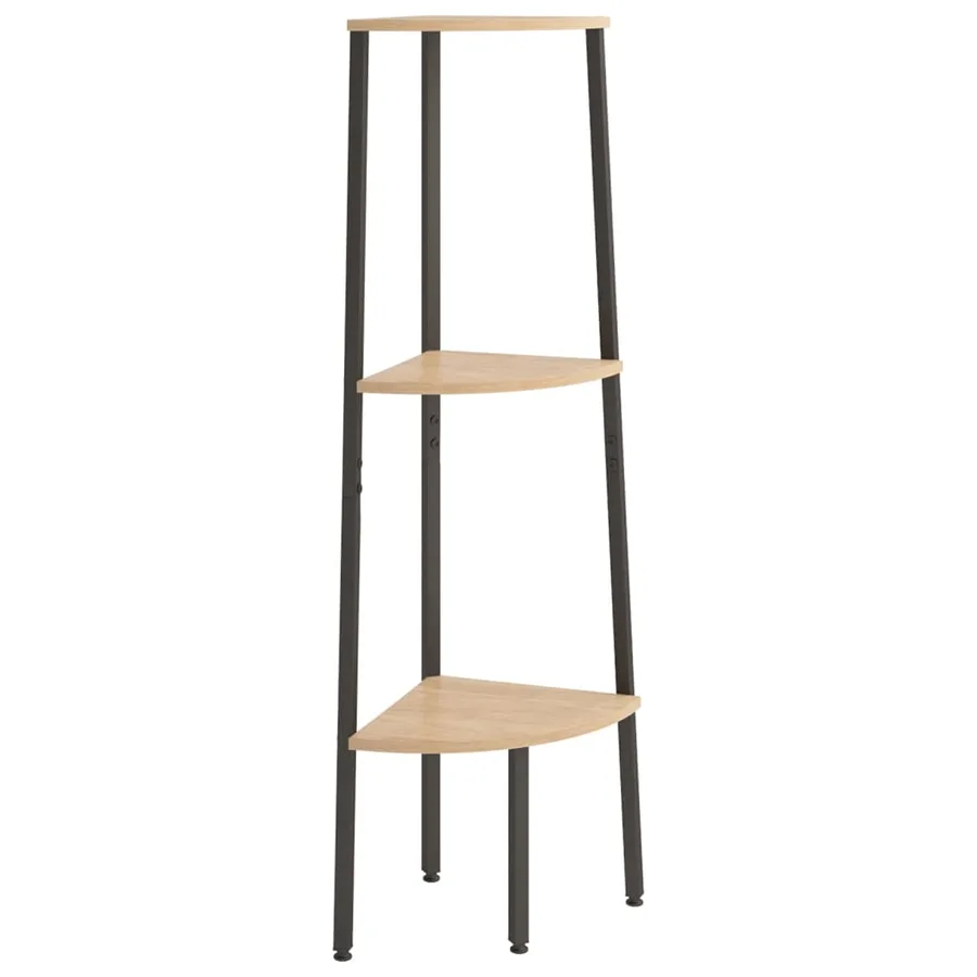 Étagère d'angle 3 niveaux Marron clair et noir 45,5x31,5x120 cm - 2