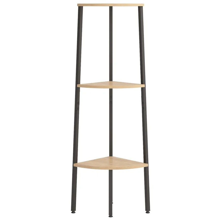 Étagère d'angle 3 niveaux Marron clair et noir 45,5x31,5x120 cm - 3