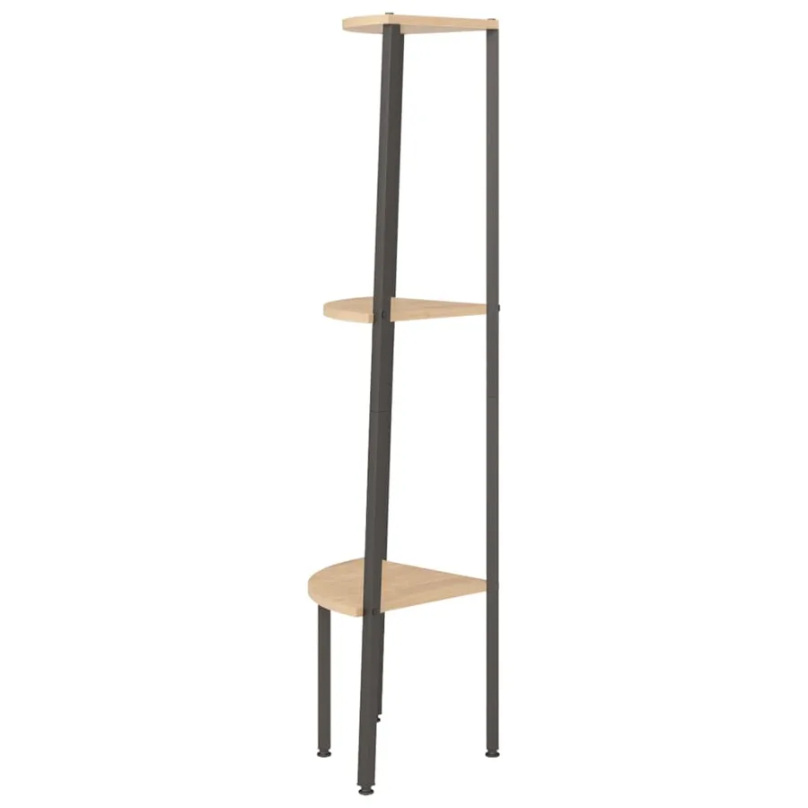 Étagère d'angle 3 niveaux Marron clair et noir 45,5x31,5x120 cm - 4