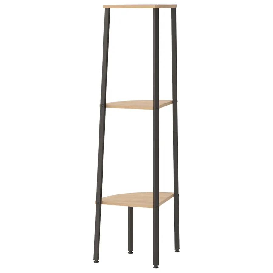 Étagère d'angle 3 niveaux Marron clair et noir 45,5x31,5x120 cm - 5