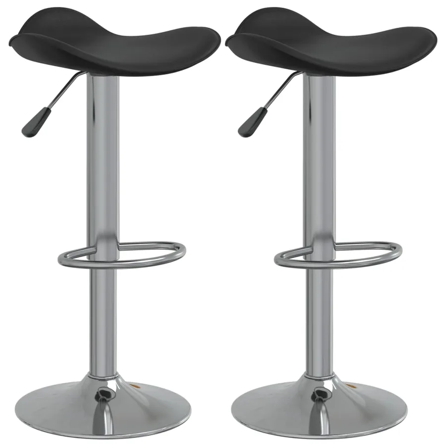 Tabourets de bar lot de 2 noir acier chromé et cuir artificiel - 2