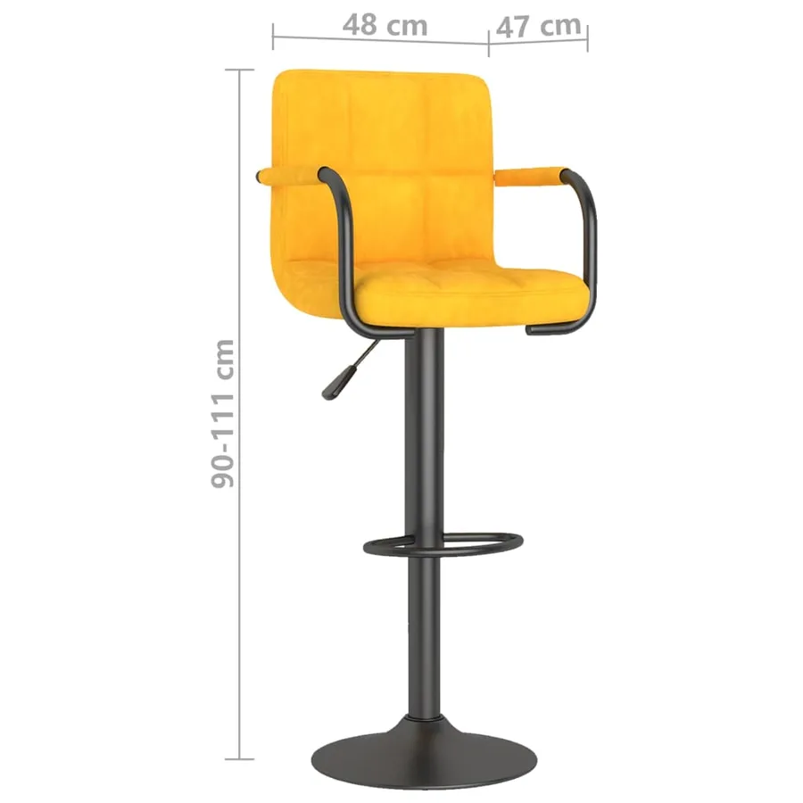 Tabouret de bar Jaune moutarde Velours - 8