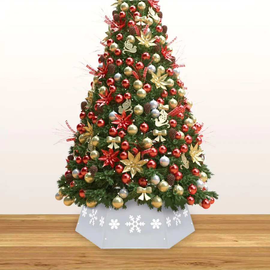 Jupe de sapin de Noël Argenté et blanc Ø68x25 cm - 3
