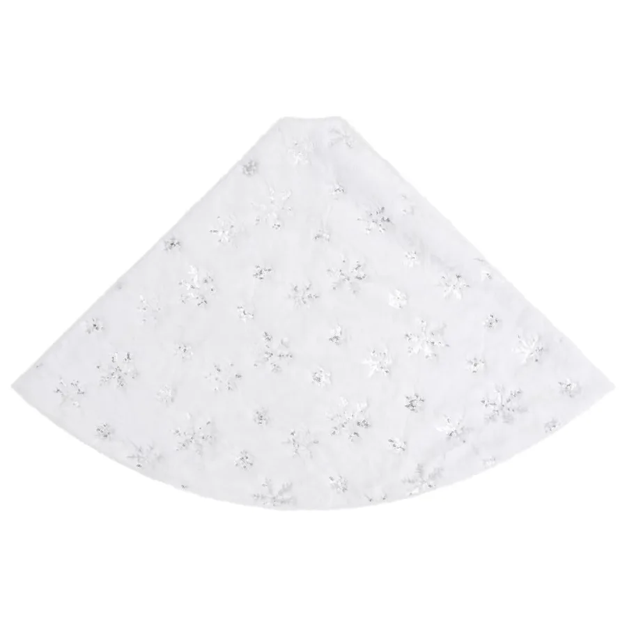 Jupe de sapin de Noël de luxe blanche 122 cm en fausse fourrure - 4