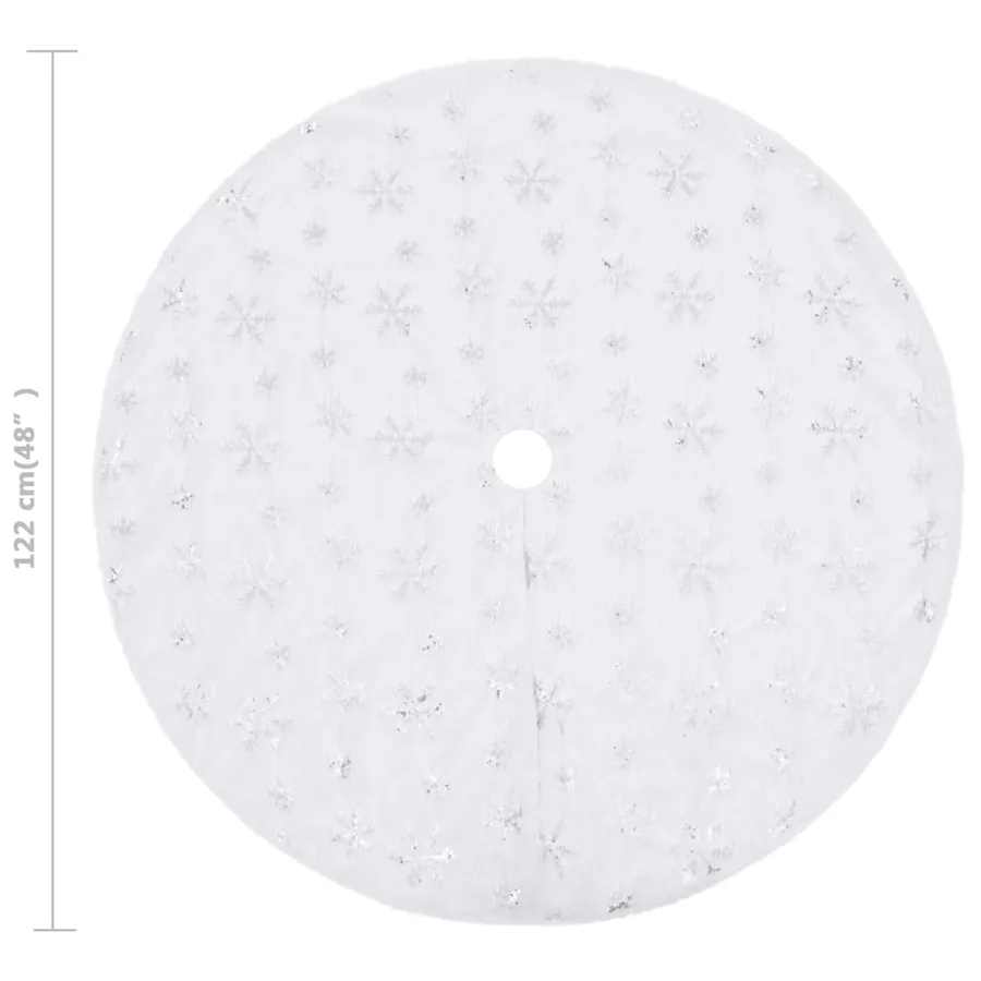 Jupe de sapin de Noël de luxe blanche 122 cm en fausse fourrure - 6
