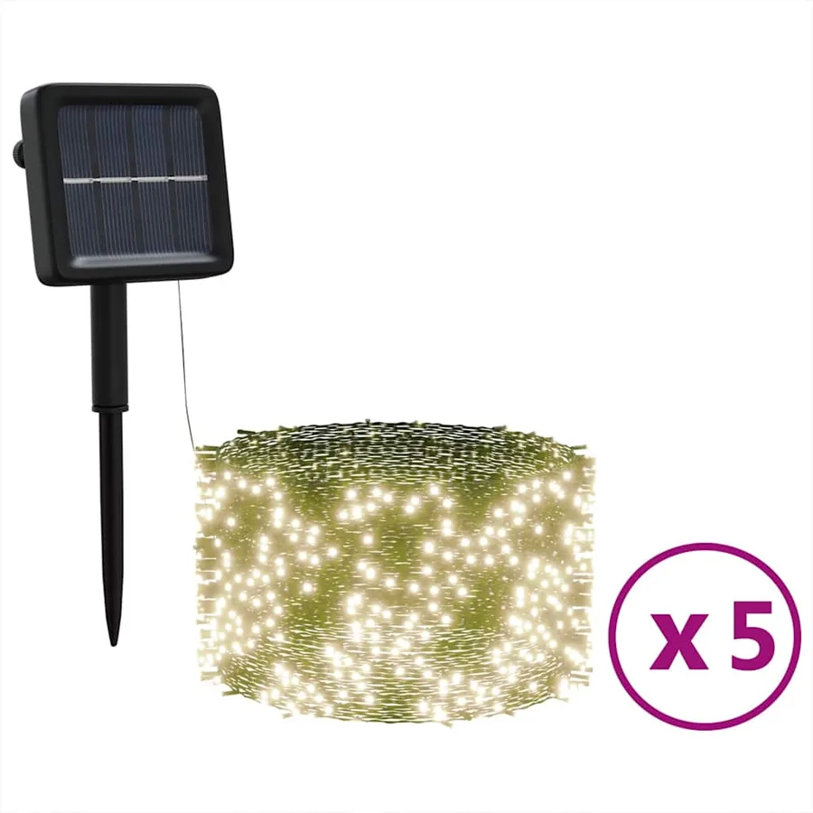 Lampes solaires 5 pcs 5x200 LED Blanc chaud Intérieur Extérieur - 2