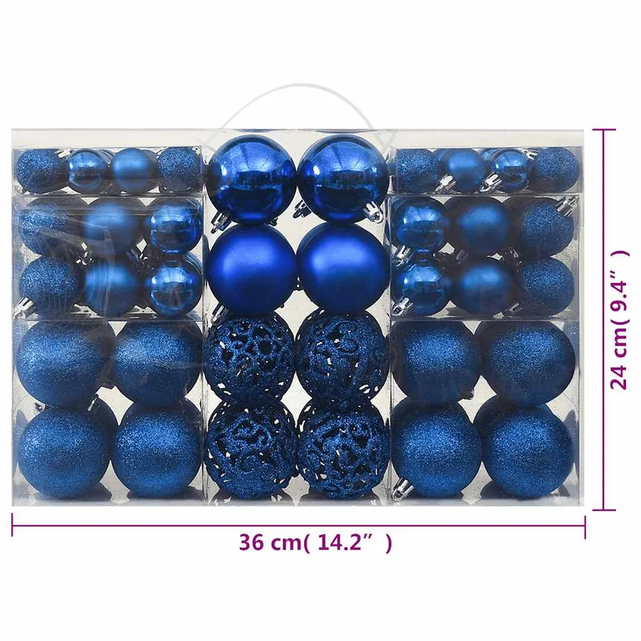 Ensemble de boules de Noël 100 pcs Bleu - 9