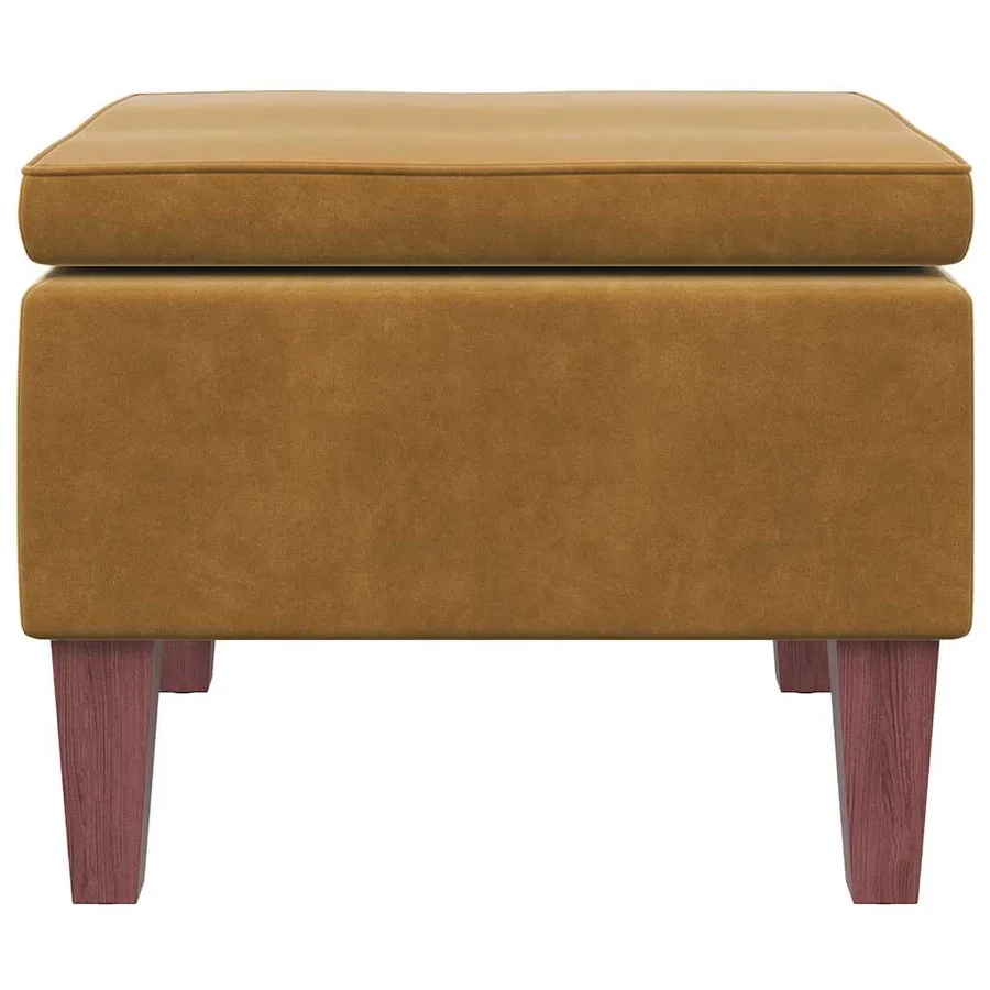 Tabouret avec pieds en bois Marron Velours - 3