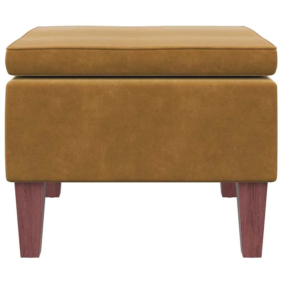 Tabouret avec pieds en bois Marron Velours - 4