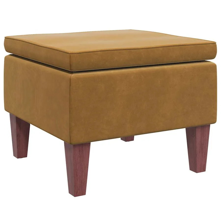 Tabouret avec pieds en bois Marron Velours - 5