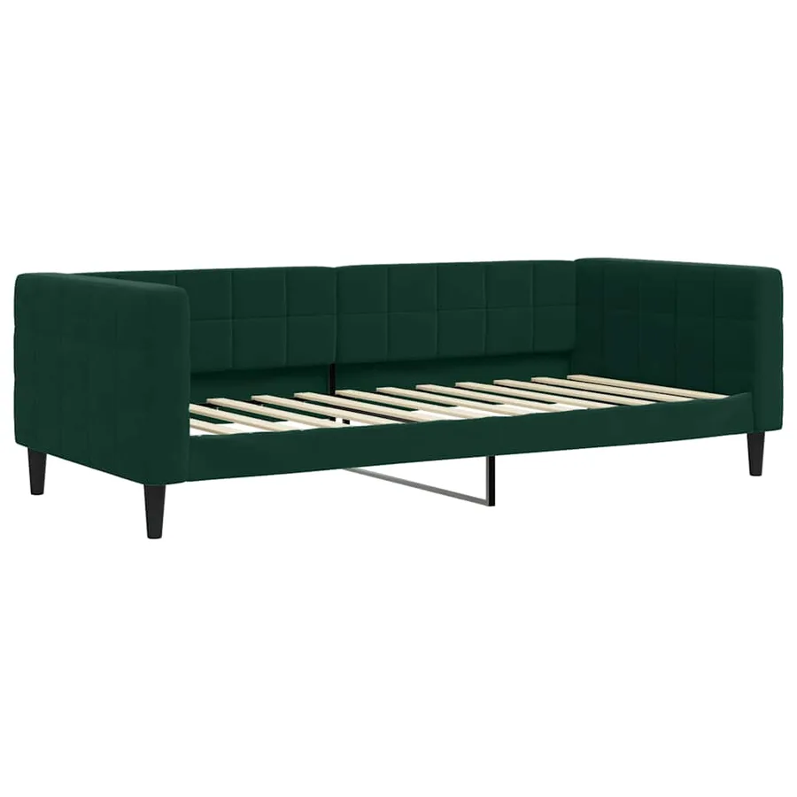 Lit de jour avec gigogne sans matelas vert foncé 90x200 cm - 6