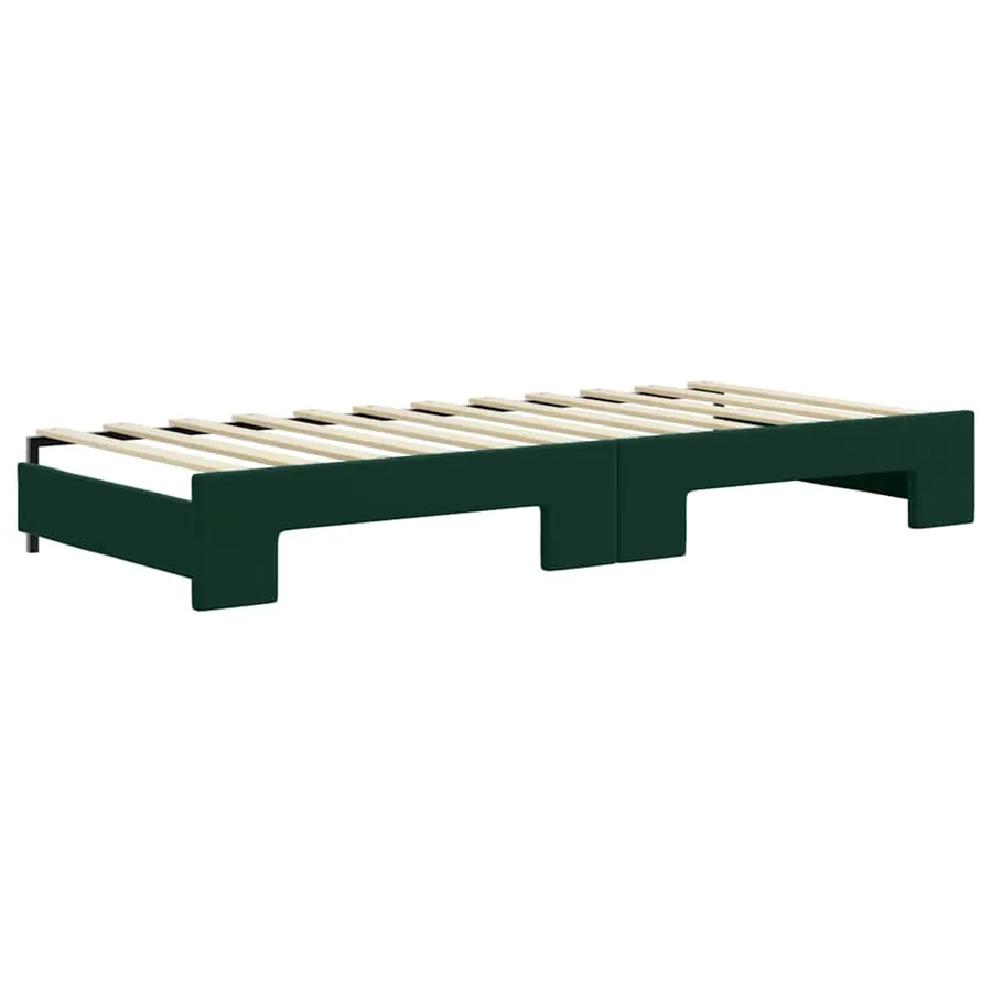Lit de jour avec gigogne sans matelas vert foncé 90x200 cm - 8