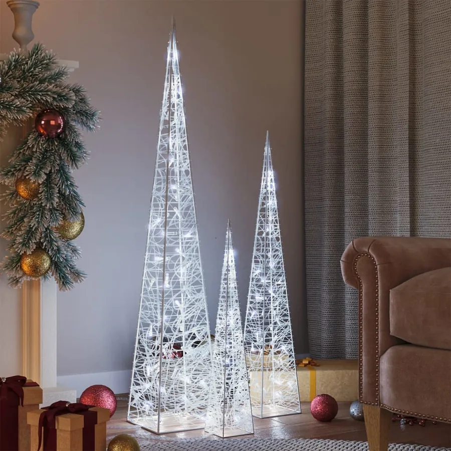 Jeu de cônes lumineux à LED Acrylique Blanc froid 60/90/120 cm