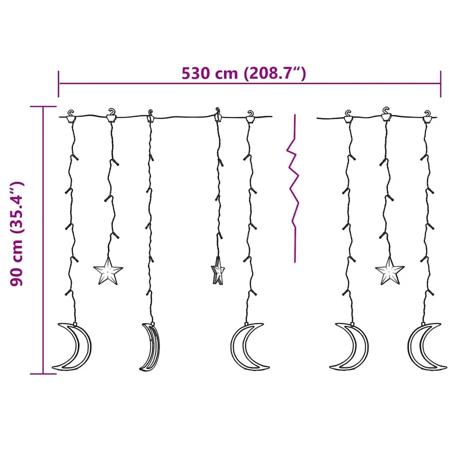 Guirlande lumineuse étoile et lune avec télécommande 345 LED - 8