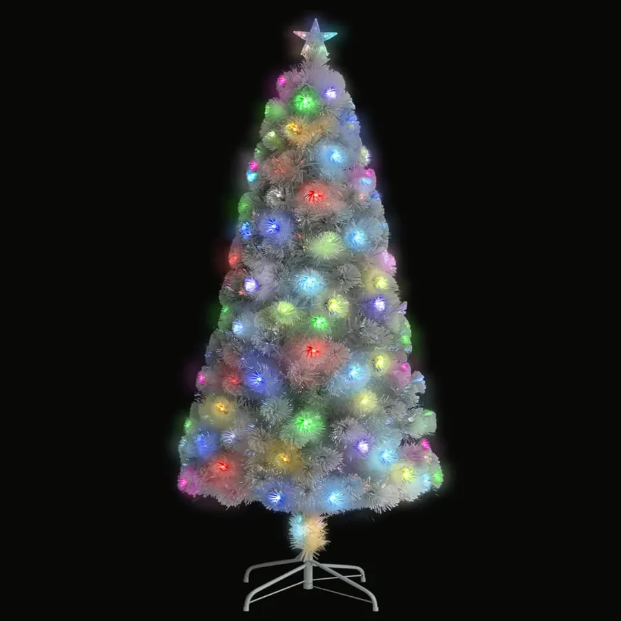 Arbre de Noël artificiel pré-éclairé blanc 120 cm fibre optique - 2