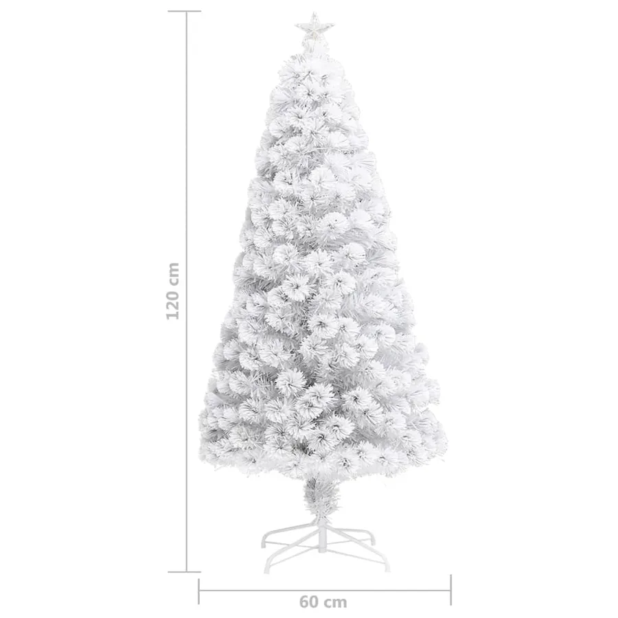 Arbre de Noël artificiel pré-éclairé blanc 120 cm fibre optique - 9