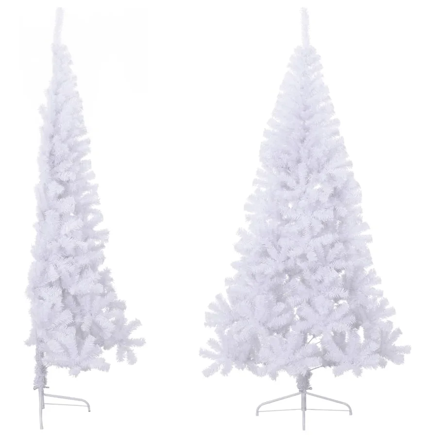 Sapin de Noël artificiel moitié avec support blanc 240 cm PVC - 3
