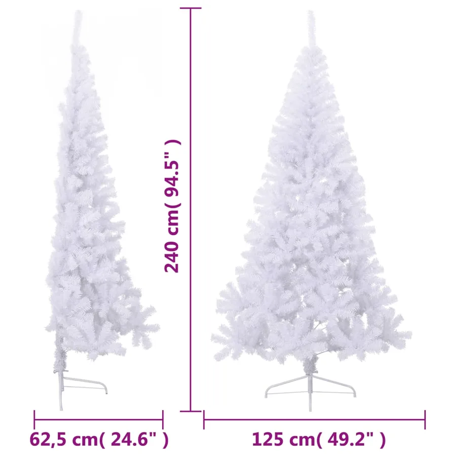Sapin de Noël artificiel moitié avec support blanc 240 cm PVC - 8