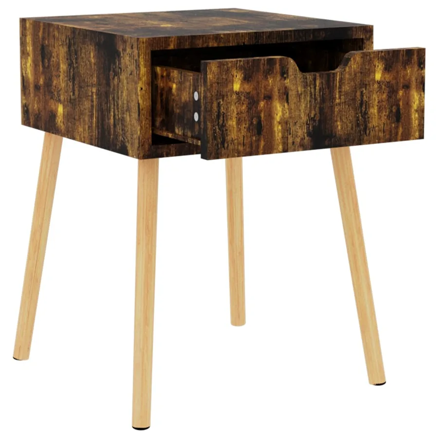 Table de chevet chêne fumé 40x40x56 cm Bois d'ingénierie - 6