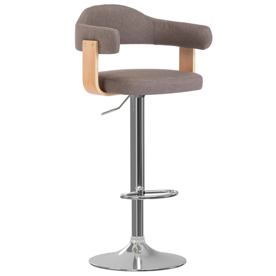 Tabourets de bar lot de 2 taupe bois courbé et tissu - 2